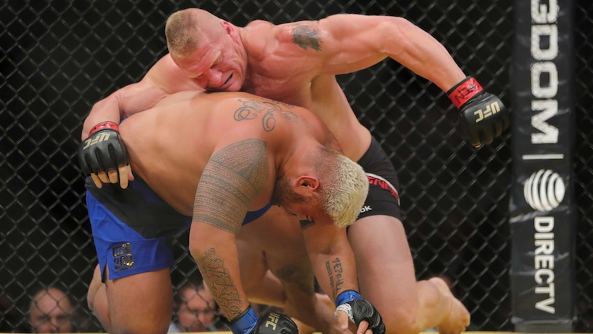 Brock Lesnar takes control of fight against Mark Hunt