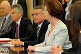 Prime Minister Julia Gillard speaks at a joint cabinet meeting with New Zealand cabinet ministers.
