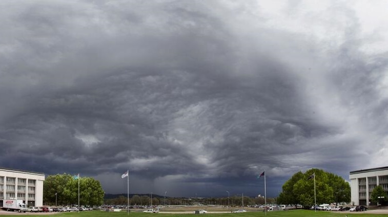 The view of the storm from Defence's Russell Offices.