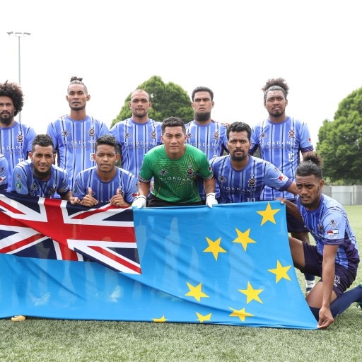 Tuvalu's national soccer team in England