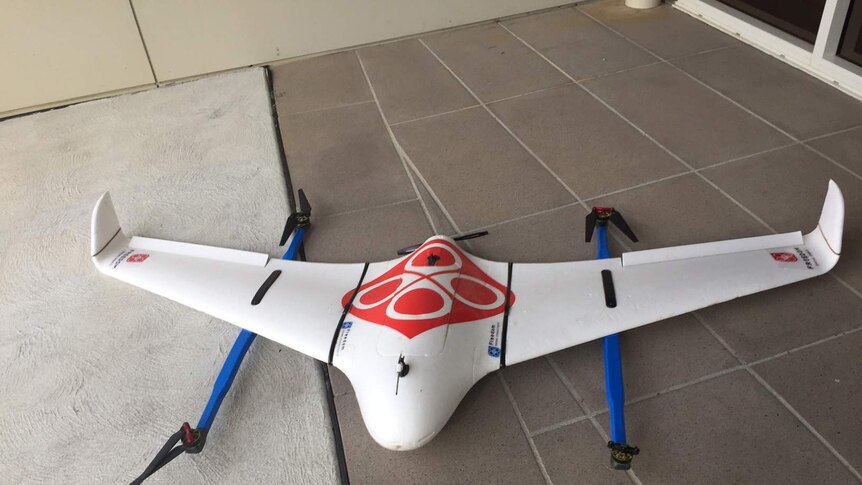A two-metre white drone which will be used for training at the centre.