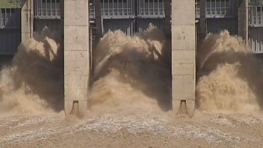 A water release from Callide Dam.