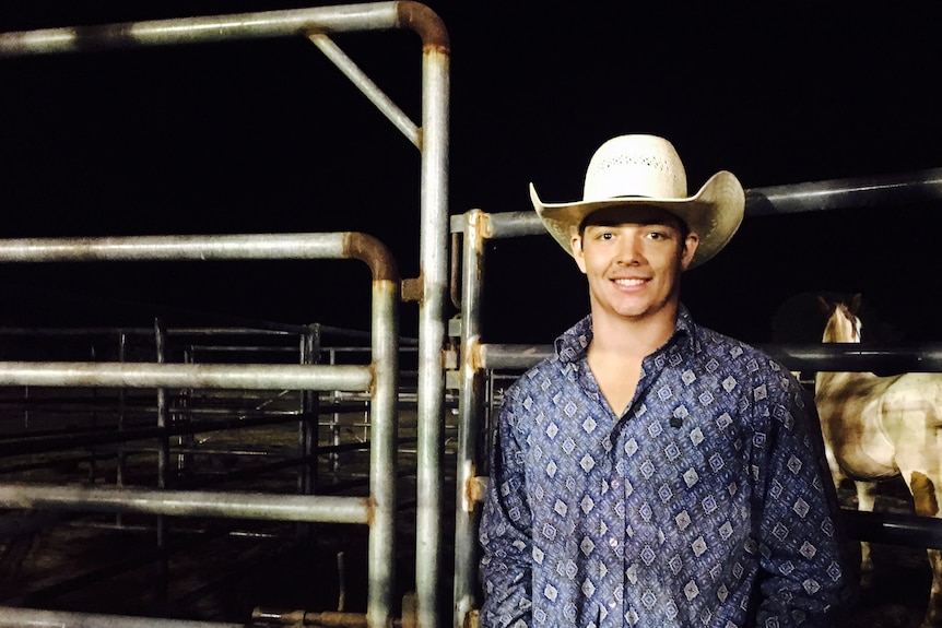 NT bronc rider Kalvin Kempster stands in front of some yards