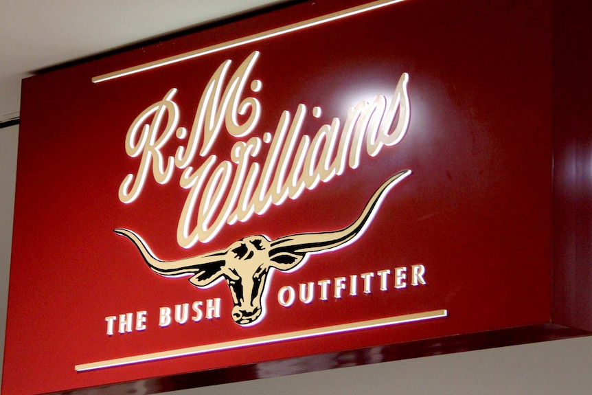 An RM Williams store sign.