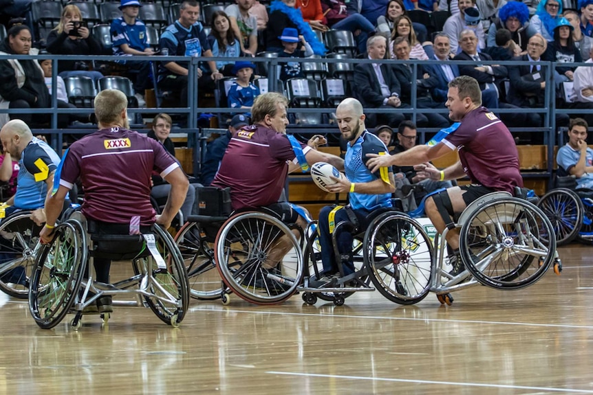 A wheelchair rugby league team.