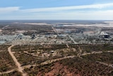 An aerial view of an outback community.