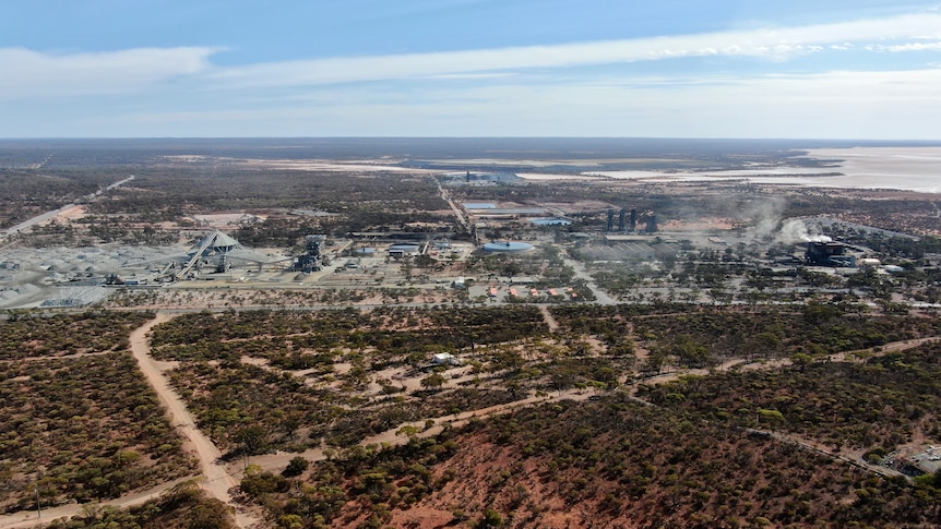An aerial view of an outback community.