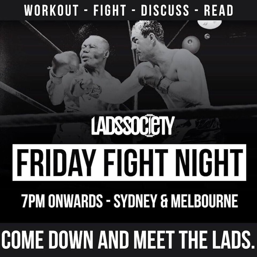 Image to promote the Lads Society fight club nights