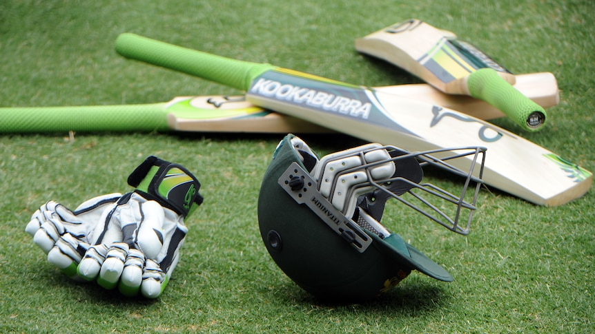 Generic photo of cricket bat and helmet