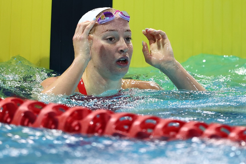 Mollie O'Callaghan at the 2024 swimming championships