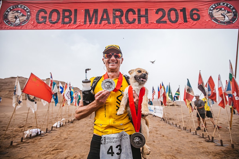 Gobi crosses finish line with Dion Leonard