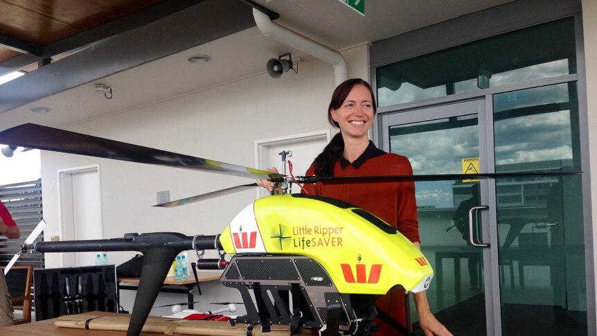 Carrie Hillier with a drone from Little Ripper Lifesaver