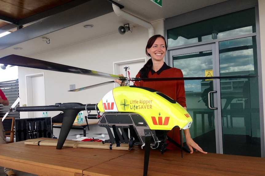 Carrie Hillier with a drone from Little Ripper Lifesaver