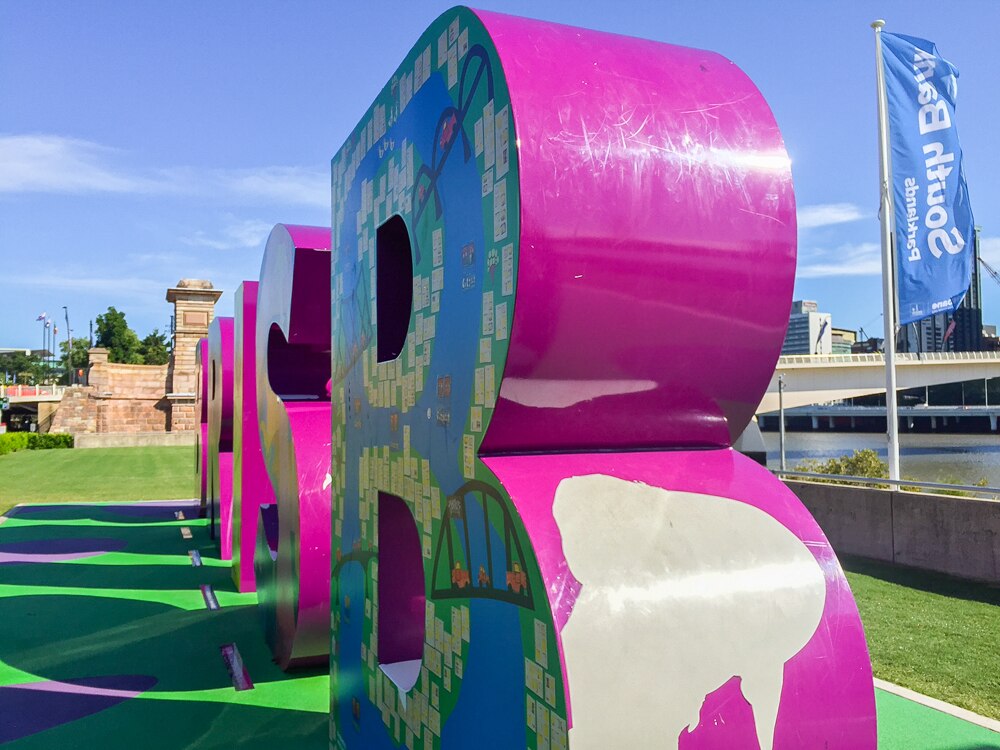 Brisbane sign loses its shine two months after rebuild, peeling skins ...