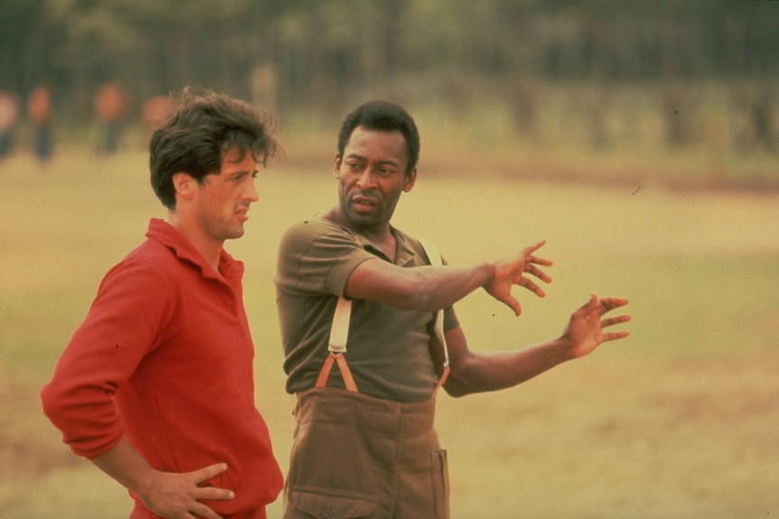 Pele talks to Sylvester Stallone