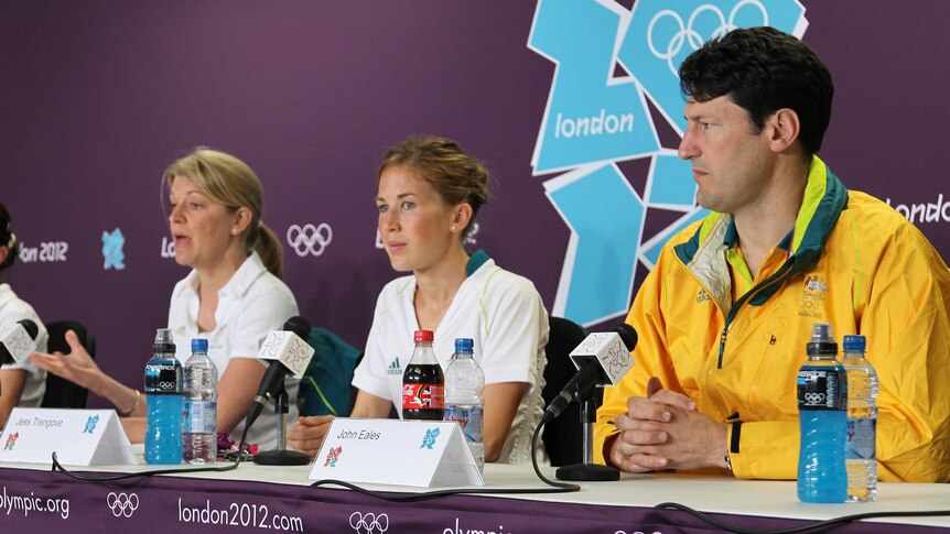 Jess Trengove sits with Australian Olympic delegation