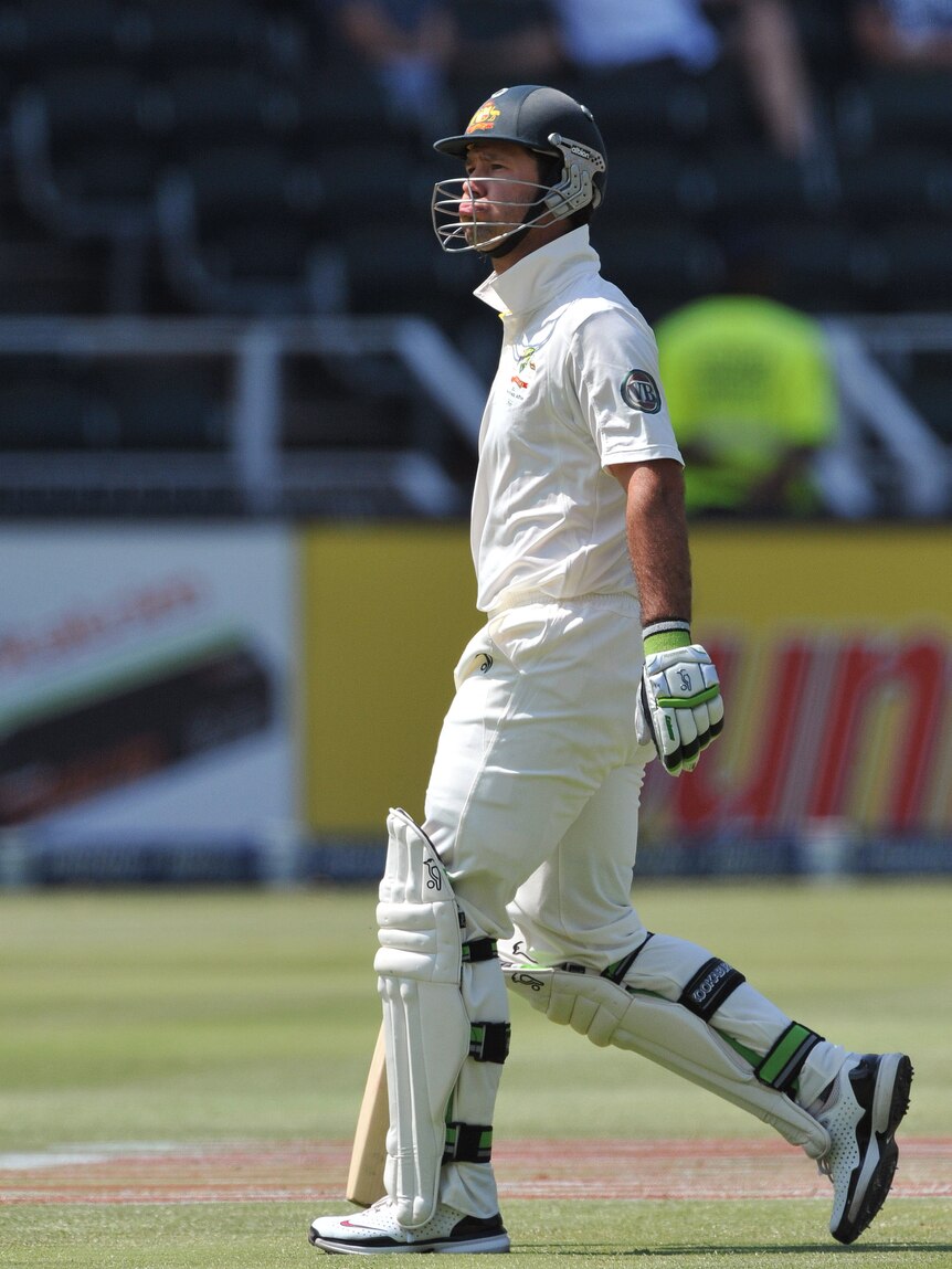 Didn't trouble the scorers ... Ricky Ponting failed to make a run in his three-ball knock.