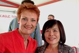 Pauline Hanson and Shan Ju Lin smile