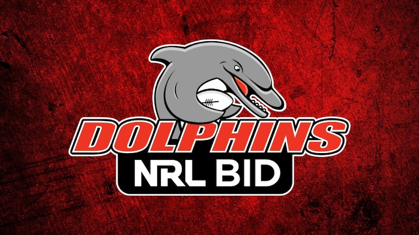 An image associated with the Redcliffe Dolphins' NRL bid, depicting a dolphin holding a rugby league ball.