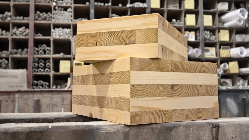 Blocks of cross laminated wood.