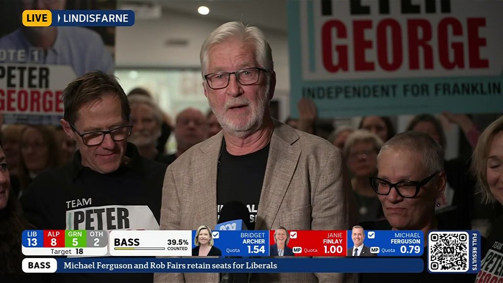Newly elected independent Franklin MP Peter George chats with the ABC ...