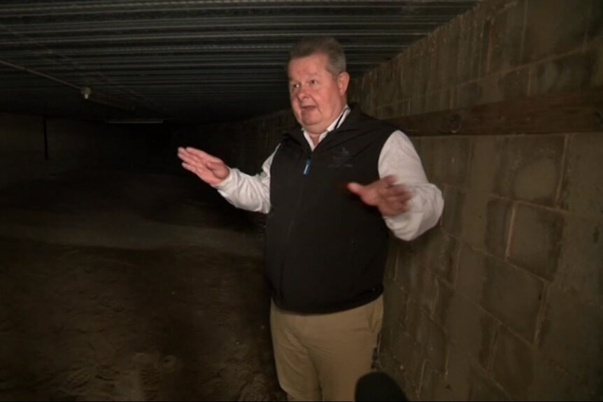 A man in an underground bunker