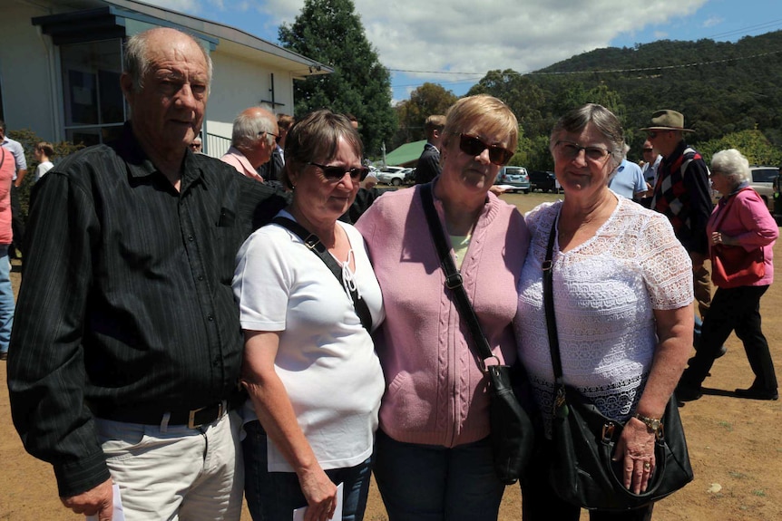 Ron Fletcher, Jenny Rawle, Linda Barry and Christine Nelson at the Snug bushfire commemoration.