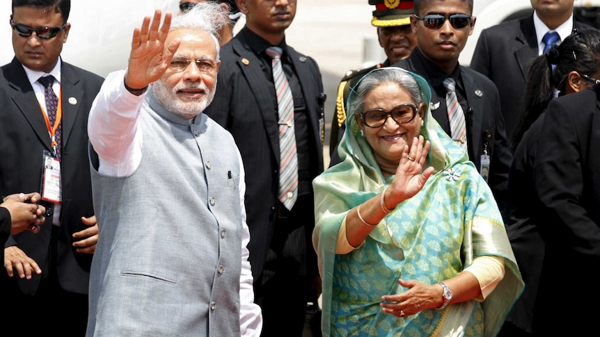 Indian prime minister Narendra Modi meets Bangladeshi premier Sheikh Hasina to sign historic land deal