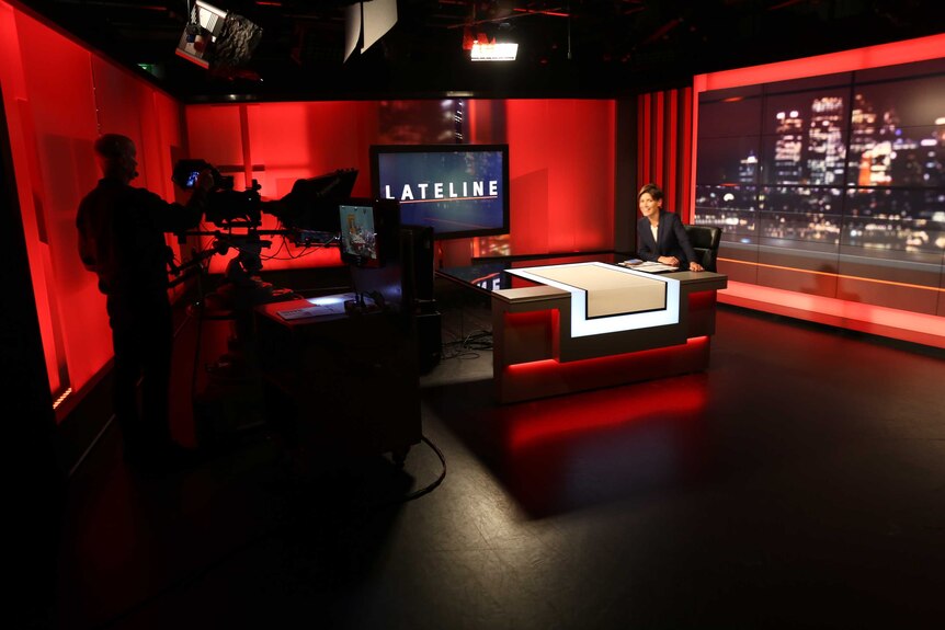 Emma Alberici on the Lateline set during the show's final week.