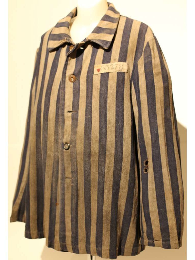 A concentration camp jacket worn by Wilhelm Korn from Vienna