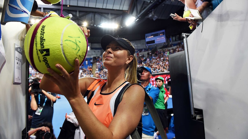 Maria Sharapova signs autographs after Australian Open first round win