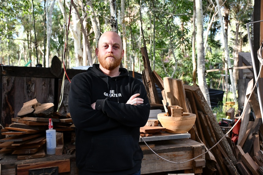 Anthony Aiken runs a small timber business from his family home in Chambers Flat