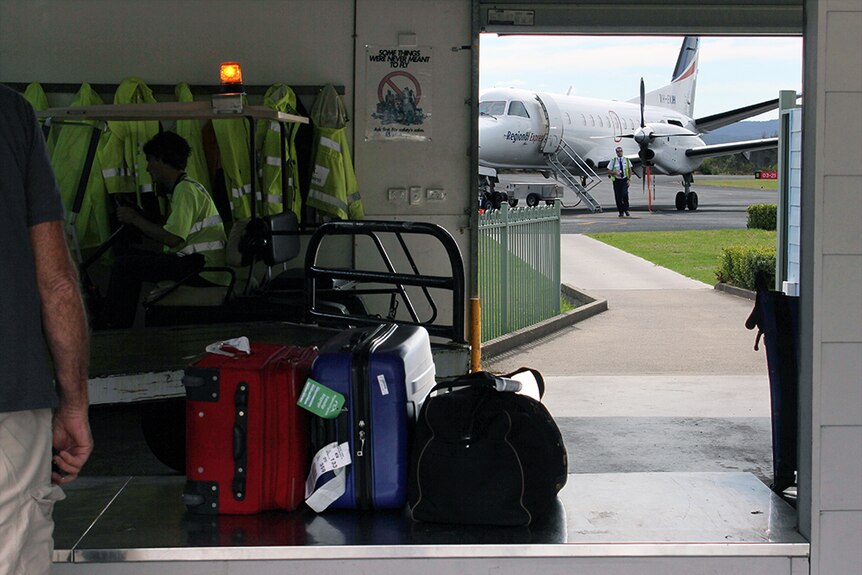 Baggage claim at the Merimbula airport, south-east New South Wales.