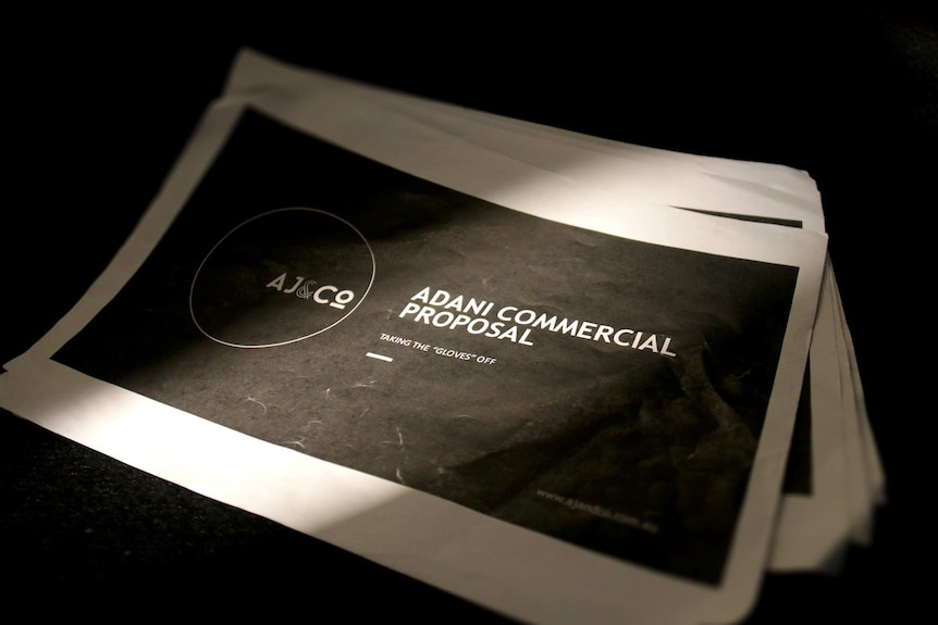 A document titled "Adani Commercial Proposal - Taking the 'gloves' off" from legal firm AJ & Co.