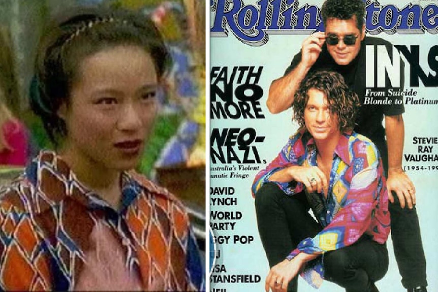 Mai from Heartbreak High and Michael Hutchence wearing loud shirts