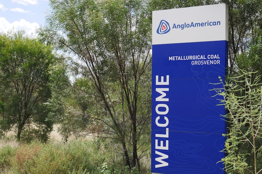 An entrance sign to the Grosvenor Coal Mine in Central Queensland