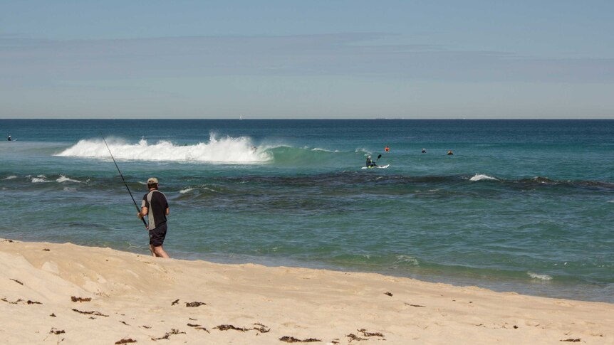 Trigg beach, popular with both fishermen and surfers.