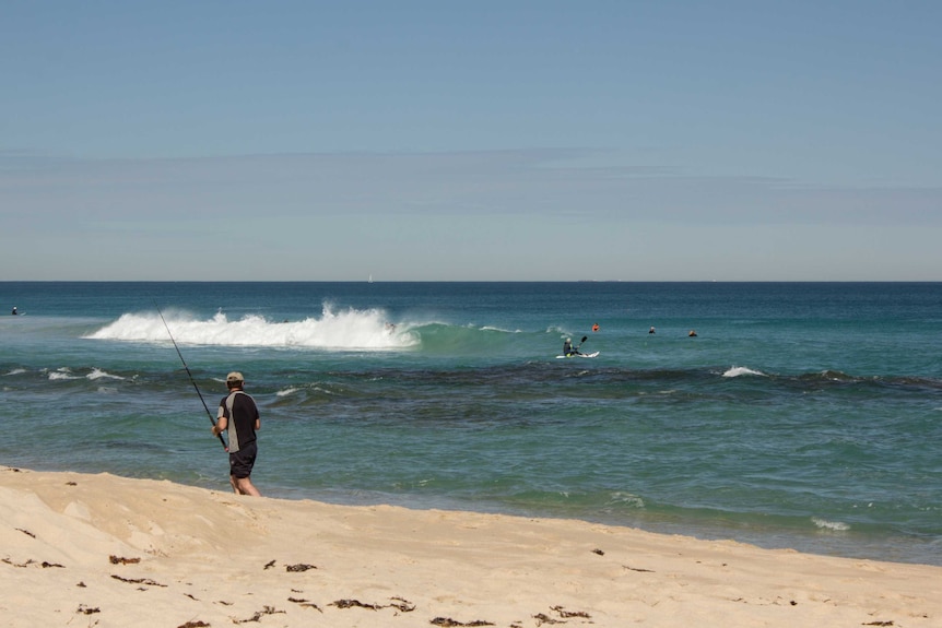 Trigg beach, popular with both fishermen and surfers.