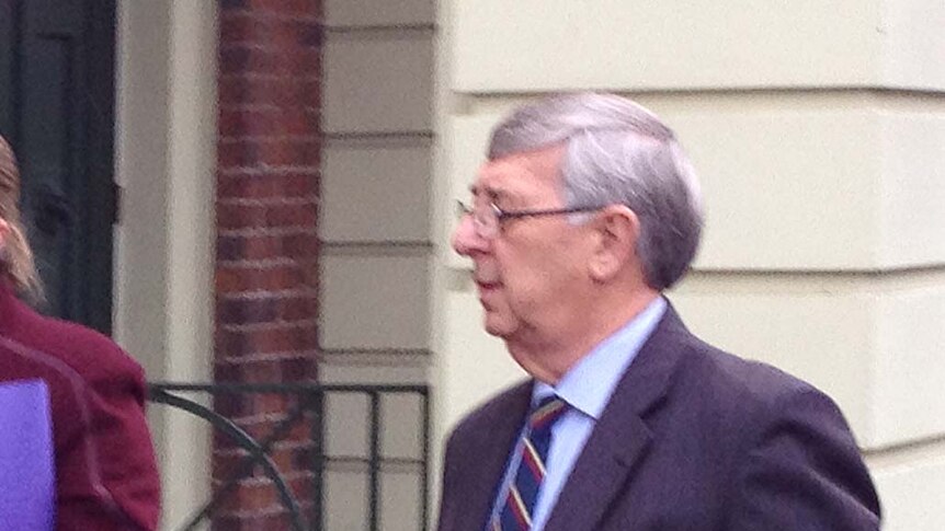 Former Gunns chairman John Gay arrives at the Supreme Court in Launceston for the start of his trial.