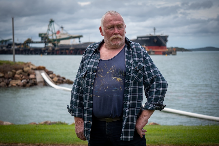 Robert Melvin stands in a park near the coal terminal in Gladstone, November 2021.
