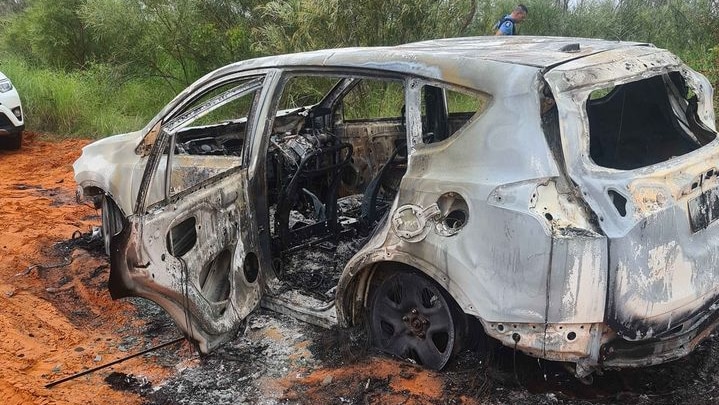A burnt out hire car in Broome