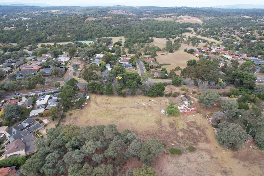 An aerial view of a vast and empty plot of land.