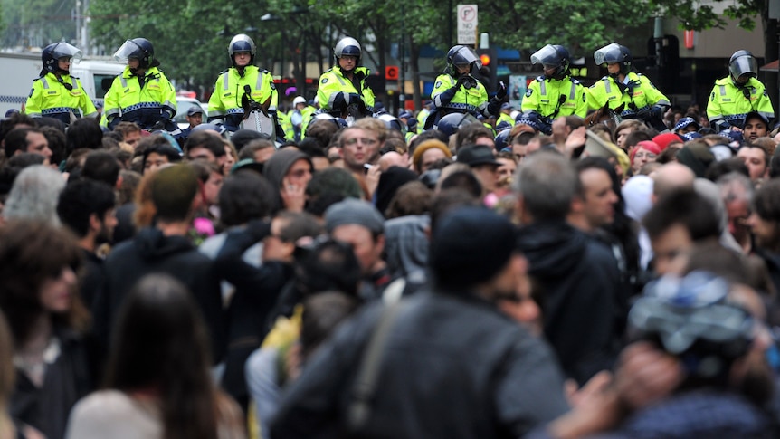 Police monitor Occupy protesters in Melbourne