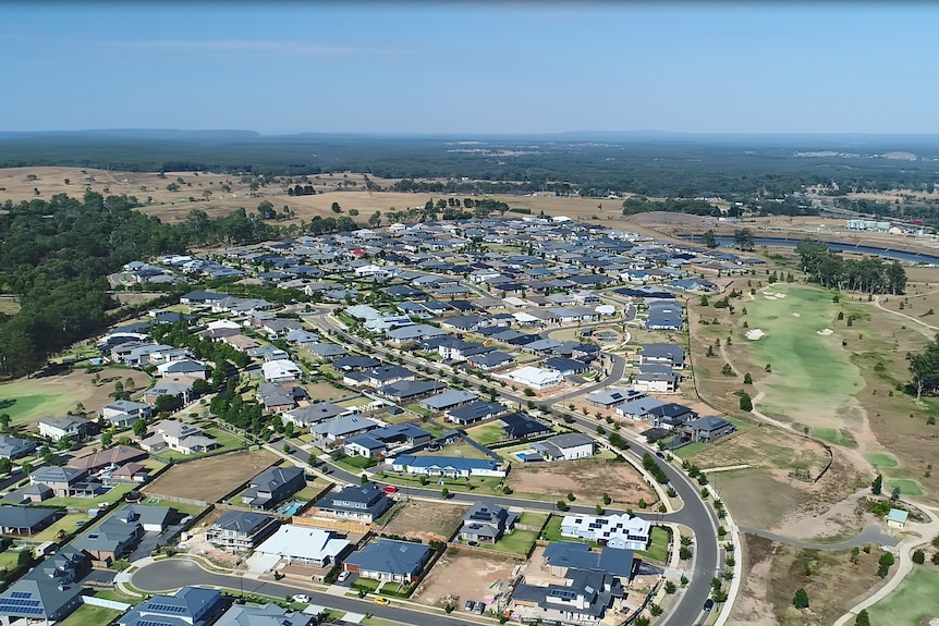 An aerial photo of a housing development.