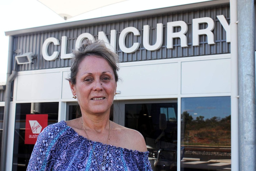 Deslie Anderson standing outside Cloncurry Airport