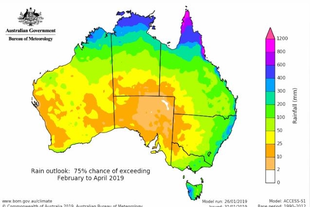 A map of Australia showing rainfall expectations.