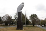 Landmark owl sculpture by Bruce Armstrong on Belconnen Way.
