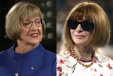 A composite image of Margaret Court (left) and Anna Wintour (right).