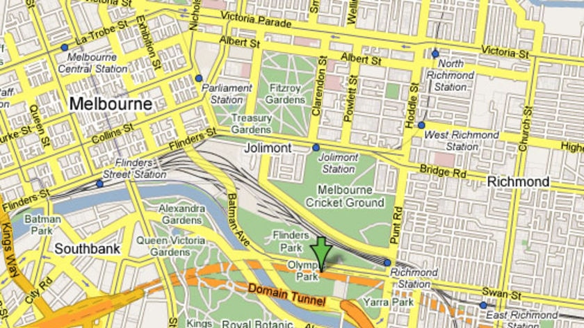 A Google map showing the Burnley Tunnel in Melbourne.