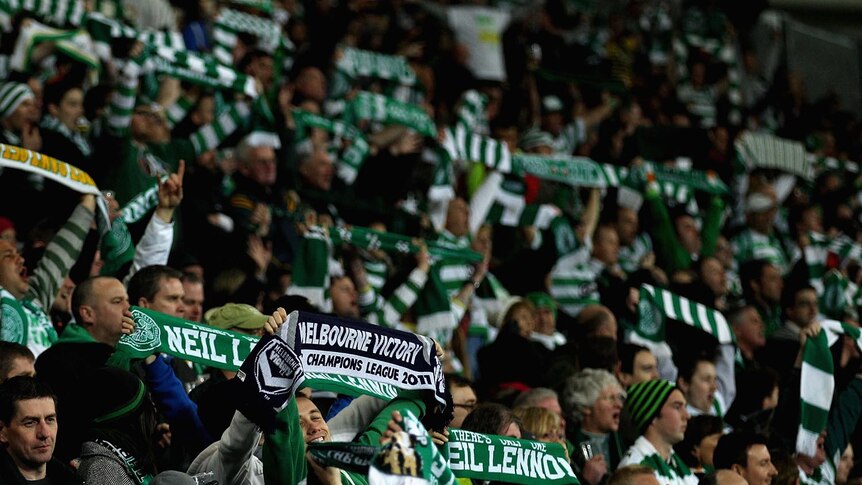 Celtic fans at Victory game